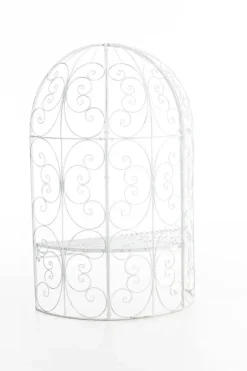 Romantisk halvpaviljong med bänk - Garden Pavilion - Hållbar järndesign | Färg: Antik vit