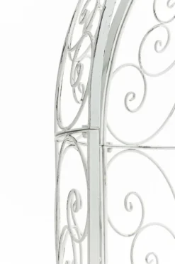 Romantisk halvpaviljong med bänk - Garden Pavilion - Hållbar järndesign | Färg: Antik vit