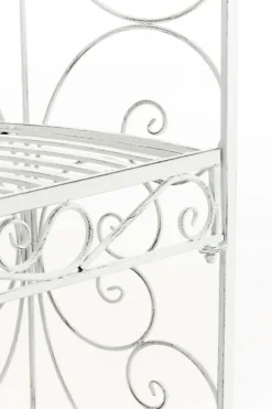 Romantisk halvpaviljong med bänk - Garden Pavilion - Hållbar järndesign | Färg: Antik vit