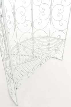 Romantisk halvpaviljong med bänk - Garden Pavilion - Hållbar järndesign | Färg: Antik vit