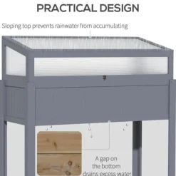 Rootz - Upphöjt växthus - Upphöjt växthus - 2-i-1 träväxthus - Med förhöjd trädgårdslåda - Upphöjd säng - Öppningsbar topp för blommor - Grå - 120 x 5 | CDON