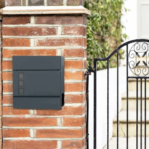 Rootz brevlåda - Väggbrevlåda - Väggmonterad - Låsbar - Tidningsfack - Svart - Metall - 37 x 10,5 x 37 cm