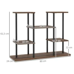 Rootz Flower Stand med 4 nivåer - 4 -stegs växtstativ - Blommorpotthållare - Stable & Elegant - 80 cm x 24 cm x 61,5 cm