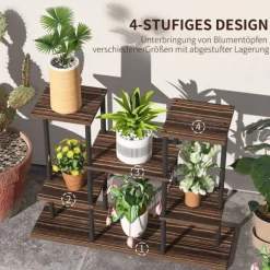 Rootz Flower Stand med 4 nivåer - 4 -stegs växtstativ - Blommorpotthållare - Stable & Elegant - 80 cm x 24 cm x 61,5 cm