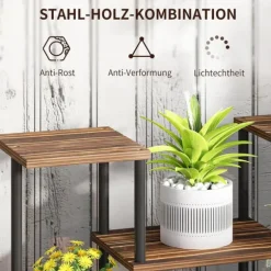 Rootz Flower Stand med 4 nivåer - 4 -stegs växtstativ - Blommorpotthållare - Stable & Elegant - 80 cm x 24 cm x 61,5 cm