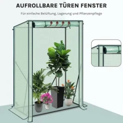 Rootz Foil Greenhouse - Plant Shelter - Weather Protection - UV Resistant - Steel & PE Tarpaulin - 100x50x150/132 cm