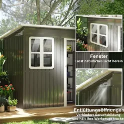 Rootz Garden Shed - Garden House - Outdoor Storage - Låsbar stålstruktur - 221 cm x 133 cm x 190 cm