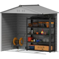Rootz Garden Tool Shed - Stålförvaring - Låsbar förvaring - Vattentät och ventilerad - 213 cm x 131 cm x 192 cm
