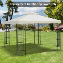 Rootz Gazebo Roof - Replacement Roof - Garden Gazebo - Party Tent - Garden Tent - Cream/white