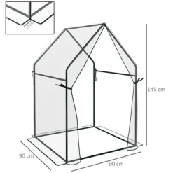 Rootz Greenhouse - Cold Frame Greenhouse - Film Greenhouse - Mini Greenhouse - Stål - Plast - Transparent + Svart - 90 cm x 90 cm x 145 cm