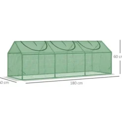 Rootz Greenhouse - Väderbeständig - Roll Up Windows - Grön - 180cm x 60cm x 60cm