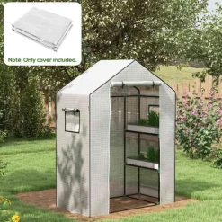 Rootz Greenhouse Film Cover - UV -skyddad ersättning tarp - tårbeständig plast - 140x73x190cm vit