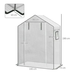 Rootz Greenhouse Film Cover - UV -skyddad ersättning tarp - tårbeständig plast - 140x73x190cm vit