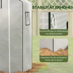 Rootz Greenhouse Film Cover - UV -skyddad ersättning tarp - tårbeständig plast - 140x73x190cm vit