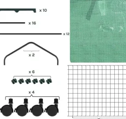 Rootz Greenhouse With Rollers - Foil Shelter - Plant Grow House - Skyddar från UV & Frost - 70x163x50cm, grönt, svart