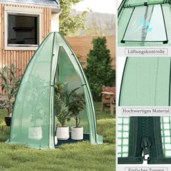 Rootz Growhouse - Plant House - Greenhouse - Winter Protection - 130 GSM PE - 160x180x160cm - Transparent, grön