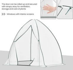 Rootz koniskt växthus - Trädgårdsväxthus - Växthus - Väderbeständig, hållbar struktur, Optimal ventilation - 240cm x 200cm x 240cm / 160cm x 180cm x 1 | CDON