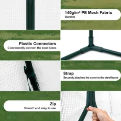 Rootz koniskt växthus - Trädgårdsväxthus - Växthus - Väderbeständig, hållbar struktur, Optimal ventilation - 240cm x 200cm x 240cm / 160cm x 180cm x 1 | CDON