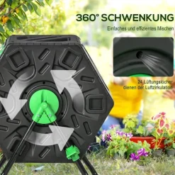 Rootz 65L Compost -behållare - roterbar komposter - termisk kompostfack - näringsrik kompost - 60x49x77cm - grön+svart