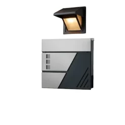 Rootz Mailbox - Letter Holder - Mail Shelter - Weather Protection - Rostfritt stål - 37 cm x 10,5 cm x 37 cm - Silverantracit