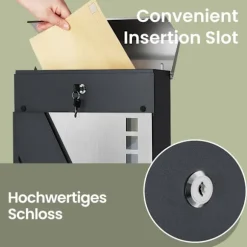 Rootz Mailbox - Letter Holder - Mail Shelter - Weather Protection - Rostfritt stål - 37 cm x 10,5 cm x 37 cm - Silverantracit