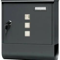 Rootz Mailbox - Letterbox - Postbox - Hållbar, rostbeständig - 30,6 x 33,5 x 10 cm grå