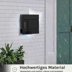 Rootz Mailbox med tidningsutrymme - Letterbox - Wall Mount Post Box - Waterproof - 37x37x10,5 cm svart