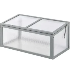 Rootz Miniväxthus - Trädgårdsväxthus - Trä + Polykarbonat - Grå - 90 x 46 x 40 cm