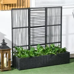 Rootz Plant Kruka - Blomlåda - Planteringskärl med spaljé - Väderbeständig PE-harts och stål - 103cm x 103cm x 29cm - Enkel montering - Snygg & funkti | CDON