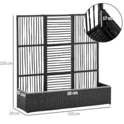 Rootz Plant Kruka - Blomlåda - Planteringskärl med spaljé - Väderbeständig PE-harts och stål - 103cm x 103cm x 29cm - Enkel montering - Snygg & funkti | CDON