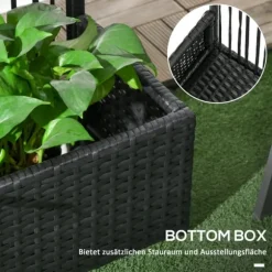 Rootz Plant Kruka - Blomlåda - Planteringskärl med spaljé - Väderbeständig PE-harts och stål - 103cm x 103cm x 29cm - Enkel montering - Snygg & funkti | CDON