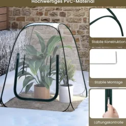 Rootz Pop -Up Greenhouse - Winter Protection Tent - Mini Transparent Hibernation - Easy Setup - Stöder växttillväxt - 70x70x80 cm