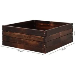 Rootz Raised Bed - Plant Box - Vegetable Bed - Herb Bed - Solid Wood - Dark Brown - 60 x 60 x 23 cm