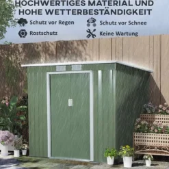Rootz Tool Shed - Garden Shed - Lagringshus - Hållbar och ventilerad - 213 x 130 x 159 cm - Grönt