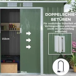 Rootz Tool Shed - Garden Shed - Lagringshus - Hållbar och ventilerad - 213 x 130 x 159 cm - Grönt