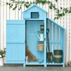 Rootz Trädgårdsbod - Trädgårdsskjul - Trädgårdsskjul - Verktygsskjul för förvaring - Trä - Himmelsblå - 130 x 54,5 x 180 cm