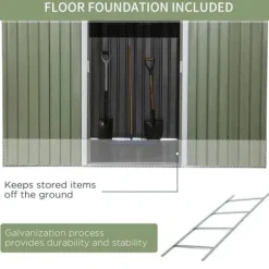 Rootz Trädgårdsbod - Verktygsskjul - Korrugerat stål - Ljusgrön - 2,77 x 1,95 x 1,92 cm