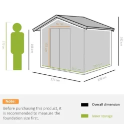 Rootz Trädgårdsbod - Verktygsskjul - Korrugerat stål - Ljusgrön - 2,77 x 1,95 x 1,92 cm