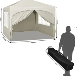 Rootz Ultimate Outdoor Gazebo - Väderbeständig paviljong - Eventtält - Stark metallram - UV- och regnskydd - Enkel installation - 3x3m