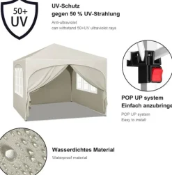 Rootz Ultimate Outdoor Gazebo - Väderbeständig paviljong - Eventtält - Stark metallram - UV- och regnskydd - Enkel installation - 3x3m