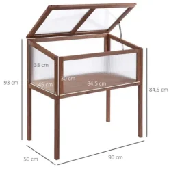 Rootz Upphöjd säng - Odlingsbord - Örtbädd - Växtlåda för trädgården - Balkong och uteplats - Granträ - PC Board - Brun - 90 x 50 x 93 cm