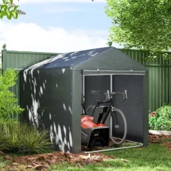 Rootz Verktygsbod - Cykel-/motorcykelförvaring - Trädgårdsutrustning - UV-beständig presenning - Galvaniserad stålram - 160cm x 218cm x 172cm