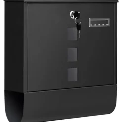 Rootz Wall Mailbox - Outdoor Letterbox - Locking Mail Holder - Rust -resistent, Privacy Secure - 37x37x10.5 cm svart