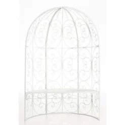 Roséarbåge - Rosie - Halv pavilion - Trädgårdbänk - Vit - Elegant design