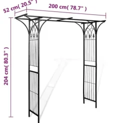 Rosenbåge för klätterväxter - Trädgårdsbåge i järn | Storlek: 200x52x204 cm