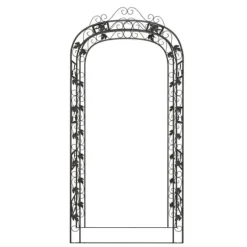 Rosenbåge i svart stål - Stabil och mångsidig trädgårdsdekoration | Storlek: 116x45x240 cm | Färg: Svart