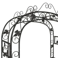 Rosenbåge i svart stål - Stabil och mångsidig trädgårdsdekoration | Storlek: 116x45x240 cm | Färg: Svart