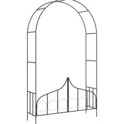 Rosenbåge med grind svart 138x40x238 cm järn - Trädgårdsbåge - Rosenbåge - Home & Living