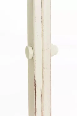 Rosie Half Gazebo Pavilion with Bench - Antique Cream Metal Garden Trellis, 178 cm H