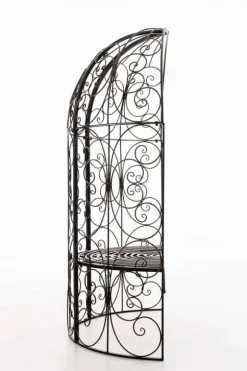 Rosie Half Gazebo with Bench - Bronze Metal Garden Trellis Arbour - 178cm Height